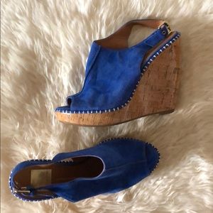 Like new blue suede wedges